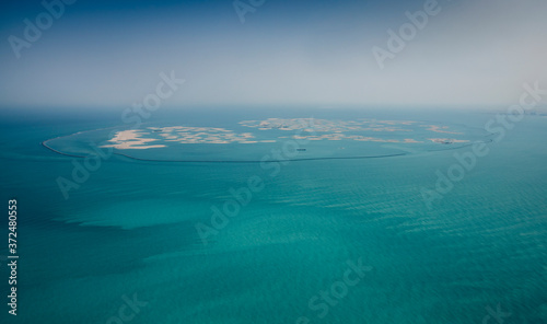 aerial view of the World island group off the coast of Dubai