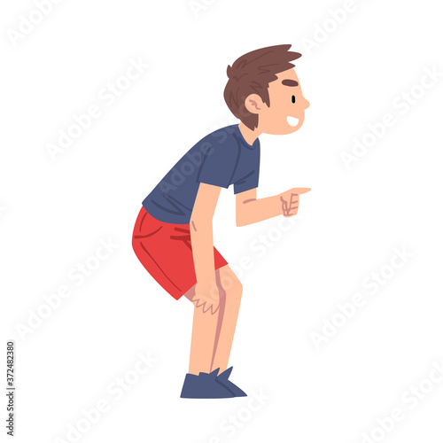 Bully Boy Mocking and Pointing Finger at Someone, Hoodlum Child, Bad Child Behavior, Mockery and Bullying at School Concept Cartoon Style Vector Illustration