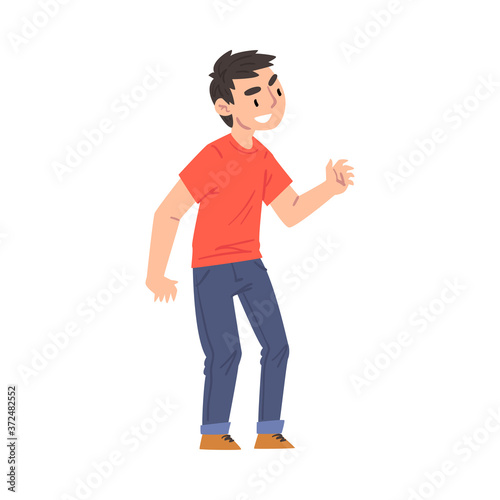 Boy Bullying and Mocking at Someone, Hoodlum Child, Bad Child Behavior Cartoon Style Vector Illustration
