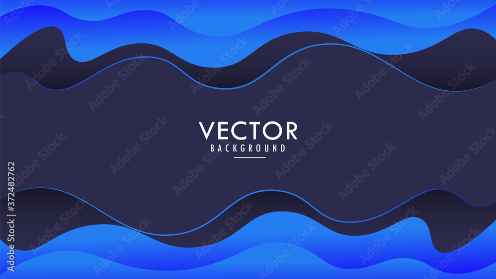 Light Blue Gradient Wavy, Wave, Fluid, Liquid, Papercut Abstract Modern Vector Design Background with Blank Space