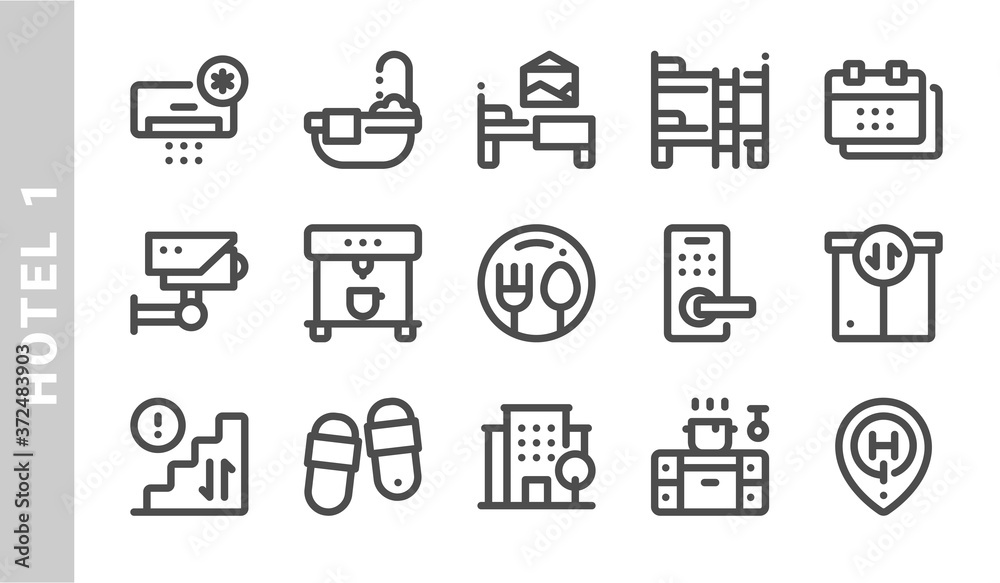 hotel 1 icon set. Outline Style