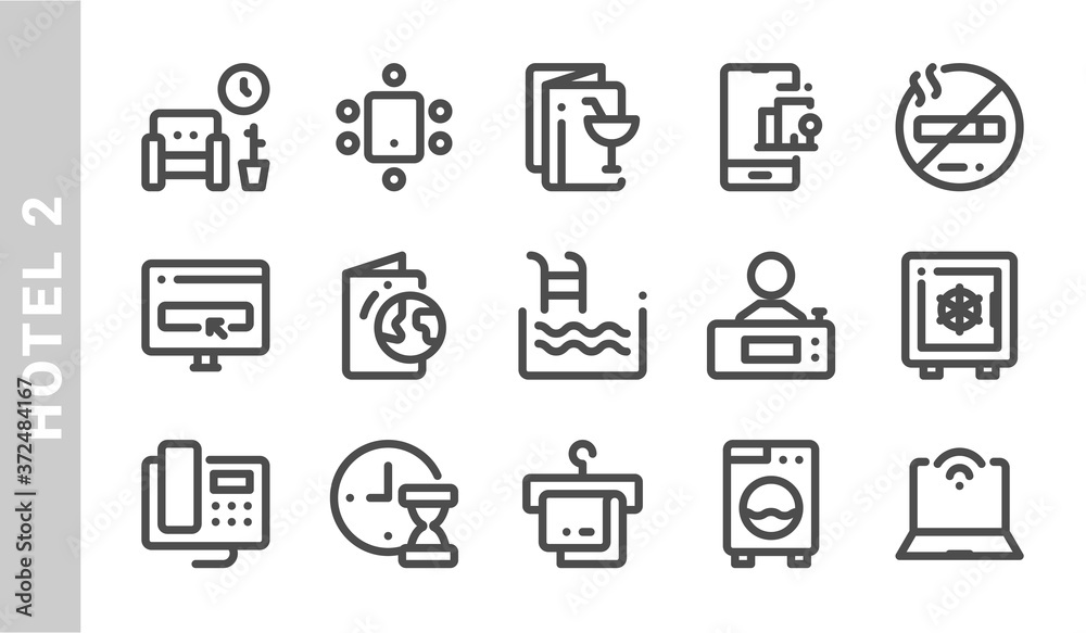 hotel 2 icon set. Outline Style