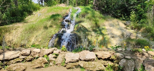 View of a waterfall in the village of Vysne Ruzbachy in Slovakia photo