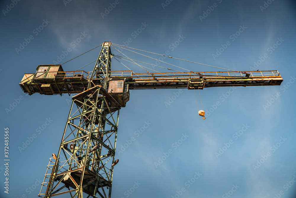 harbor cranes in summer hot evening harbor cranes in summer hot evening