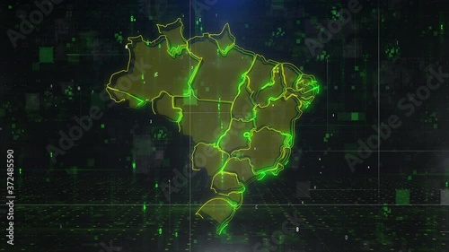 Brazil map digital background loop 4k 
