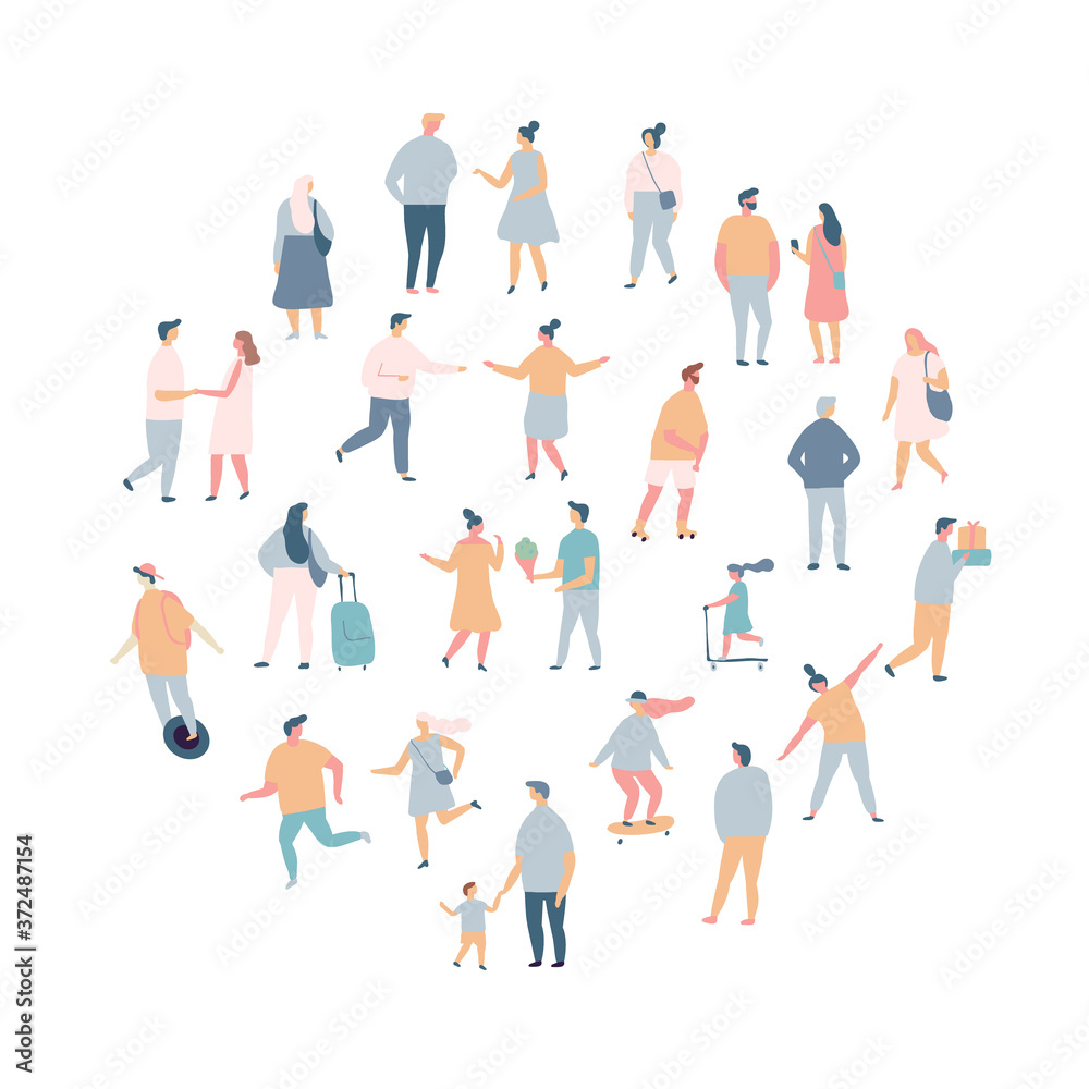 Flat vector people background. Crowd. Different People vector set. Flat vector people background. Crowd. Different People vector set.