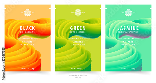 Tea package abstract design template with editable colors and shapes