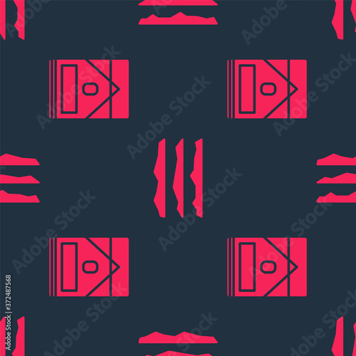 Set Cigarettes pack box and Cocaine or heroin drug on seamless pattern. Vector.