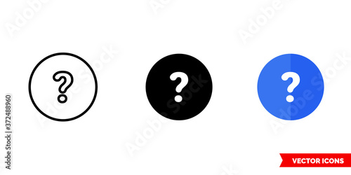 Help icon of 3 types color, black and white, outline. Isolated vector sign symbol.