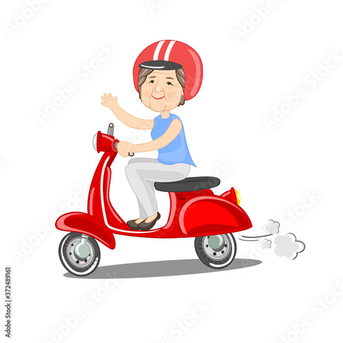 Cartoon Driving Scooter Vector