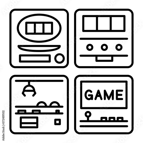 アイコン　パチンコ　スロット　UFOキャッチャー　ゲームセンター　イラスト