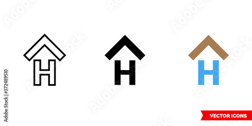 Hostel icon of 3 types color, black and white, outline. Isolated vector sign symbol.