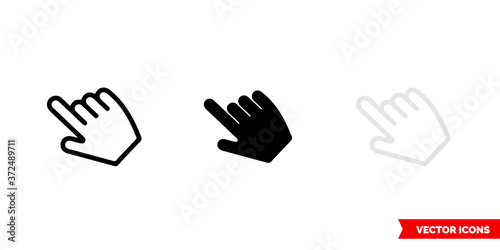 Hover icon of 3 types color, black and white, outline. Isolated vector sign symbol.