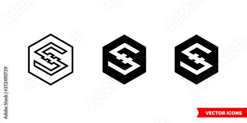 Iostoken cryptocurrency icon of 3 types color, black and white, outline. Isolated vector sign symbol.
