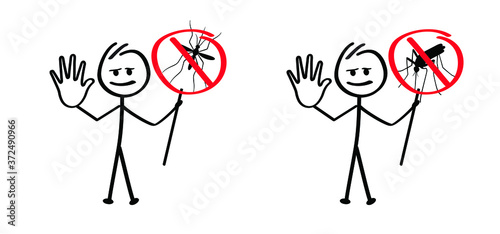 Malaria mosquito, dengue, zika virus. Kids playing running, jumping Happy stickman emoji icons Fun comic walk stick figures man, woman Vector emotion sign Talking cartoon person jump, walking and play