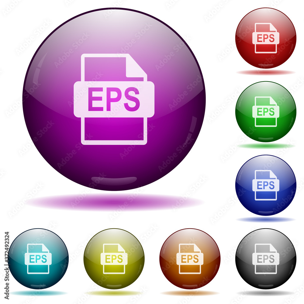 EPS file format icon in glass sphere buttons EPS file format icon in glass sphere buttons