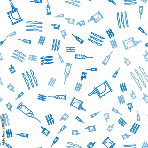 Set line Syringe, Electronic cigarette and Cocaine or heroin drug on seamless pattern. Vector.