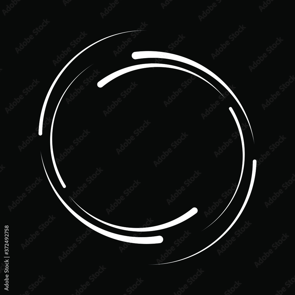 White curved speed lines in circle form. Geometric art. Trendy design element for logo, tattoo, sign, symbol, web pages, prints, posters, template, pattern and abstract background White curved speed lines in circle form. Geometric art. Trendy design element for logo, tattoo, sign, symbol, web pages, prints, posters, template, pattern and abstract background