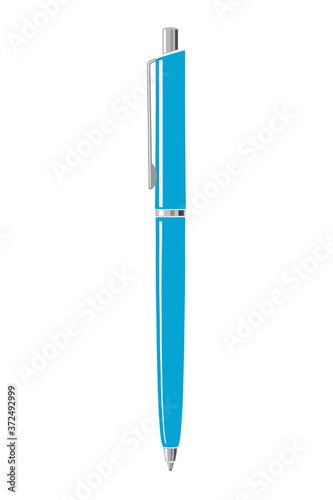 Blue vector pen isolated on white background photo