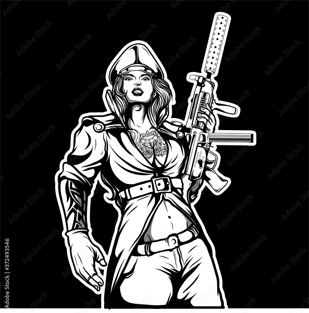 Fototapeta premium military girls holding gun