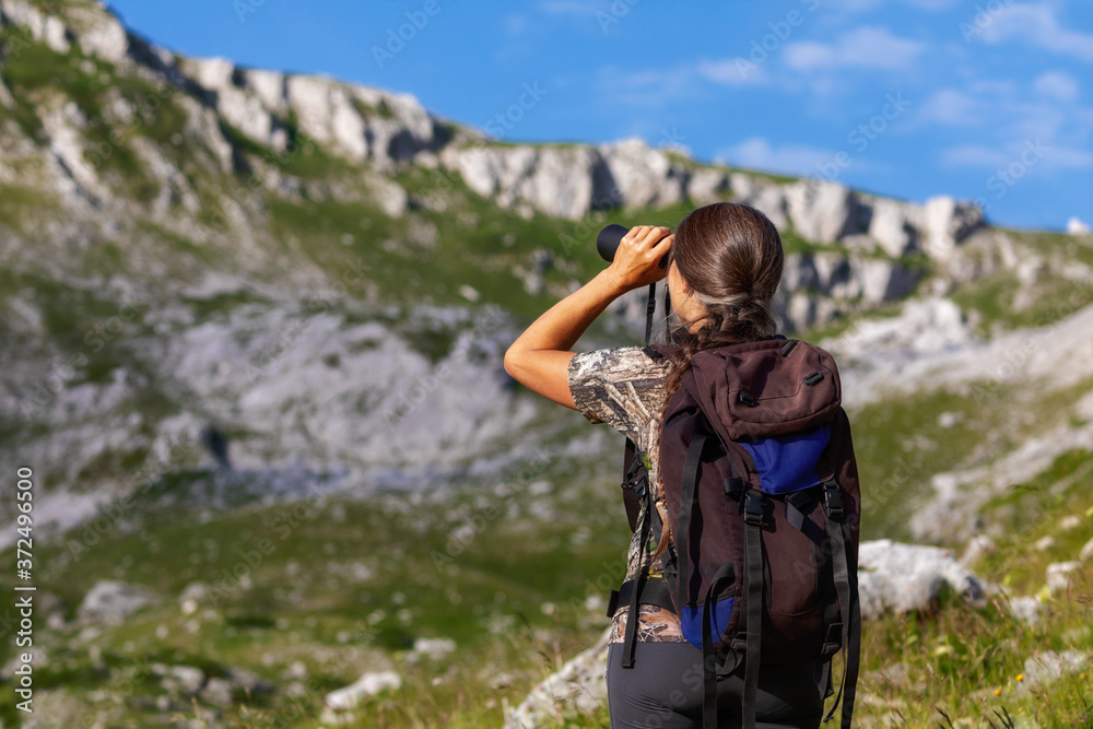 Hiking guide on top of the mountain.