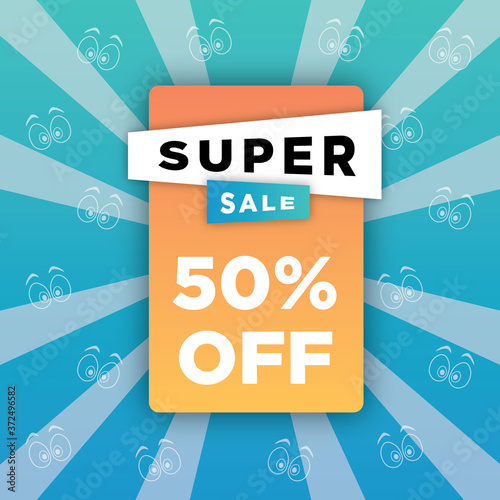 super sale offer poster, vector illustration
