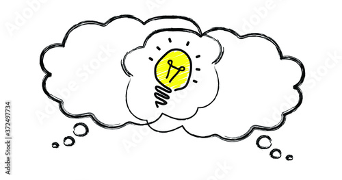 Comic brain electric lamp idea doodle. FAQ, business loading concept. Fun vector light bulb icon or sign ideas. Brilliant lightbulb education or invention pictogram banner