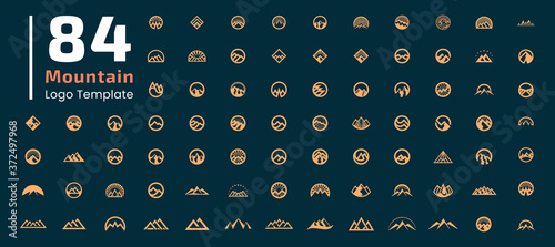Mountain logo flat design template. Graphic elements represent bold and strong