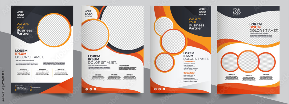 Brochure design, cover modern layout, annual report, poster, flyer in A4 with colorful triangles - obrazy, fototapety, plakaty 