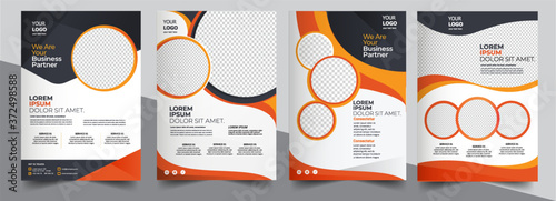 Brochure design, cover modern layout, annual report, poster, flyer in A4 with colorful triangles photo