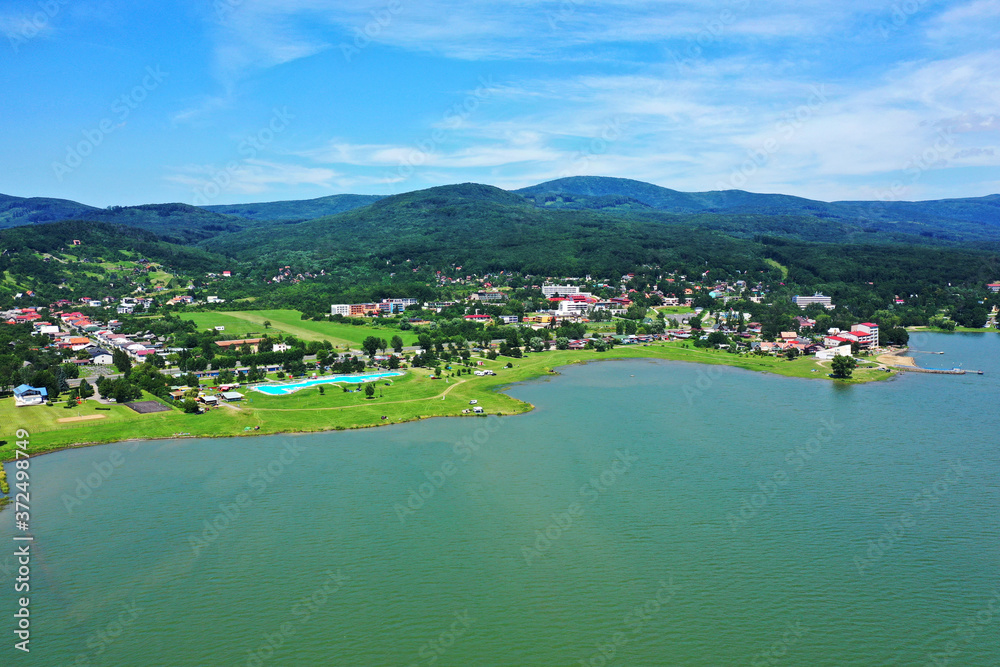 Aerial view of Zemplinska Sirava reservoir in Slovakia