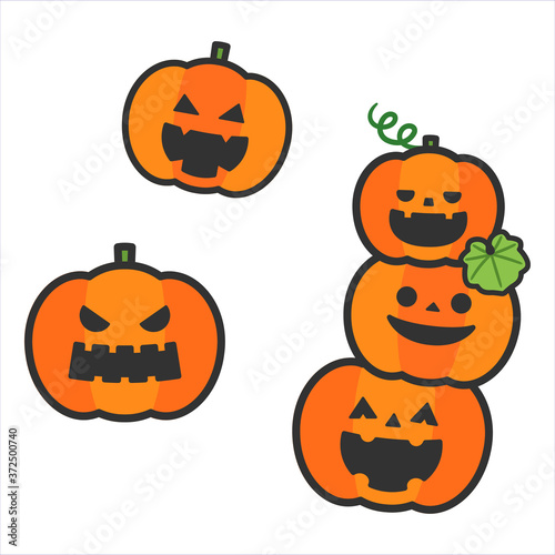 Halloween Jack-O-Lantern Various Face Set / With Lines