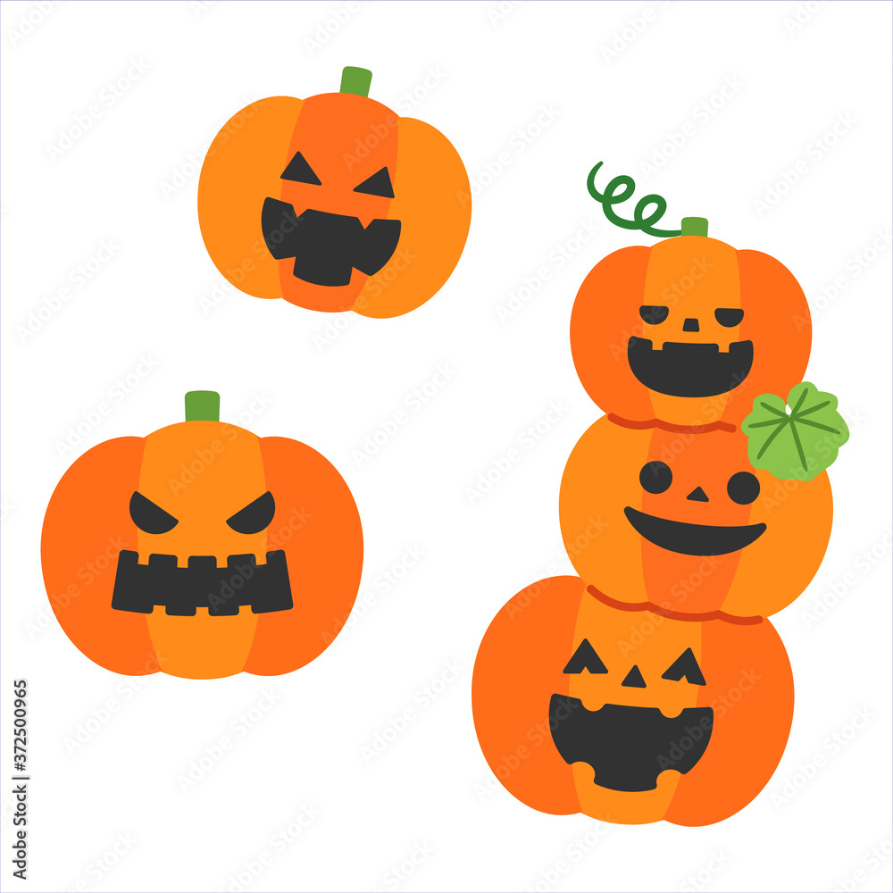 Halloween Jack-O-Lantern Various Face Set / No lines Halloween Jack-O-Lantern Various Face Set / No lines