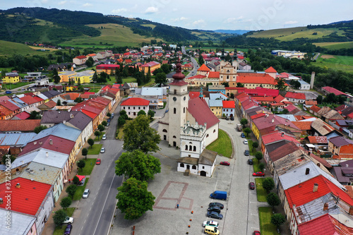 Aerial view of the historic center of Podolinec in Slovakia photo