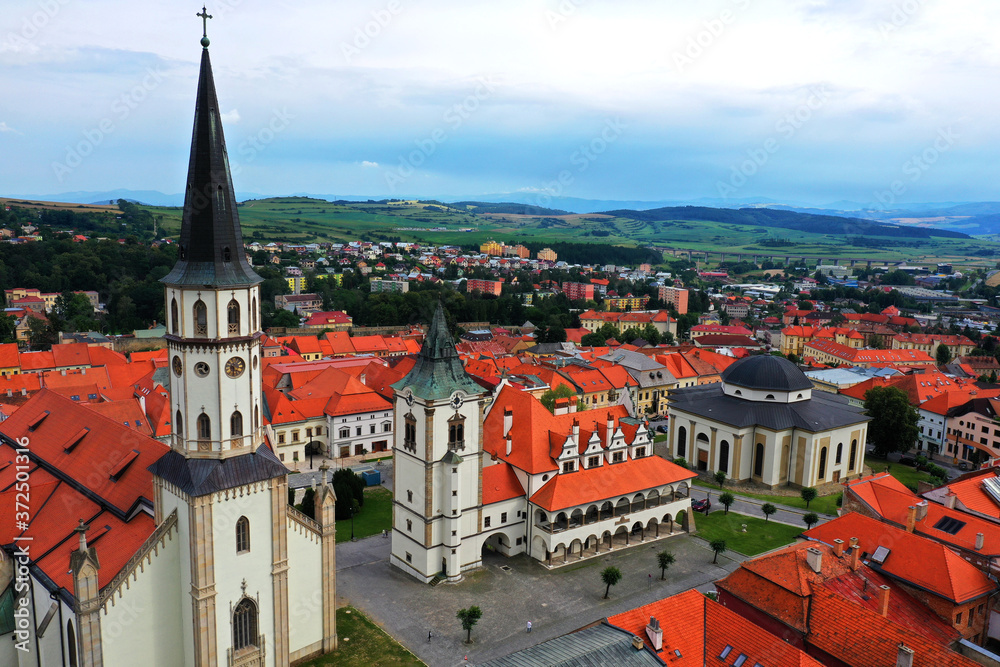 Obraz premium Aerial view of the historic center in Levoca, Slovakia