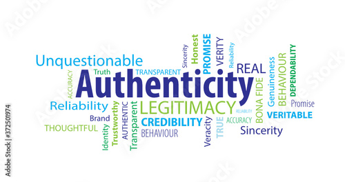 Authenticity Word Cloud on a White Background