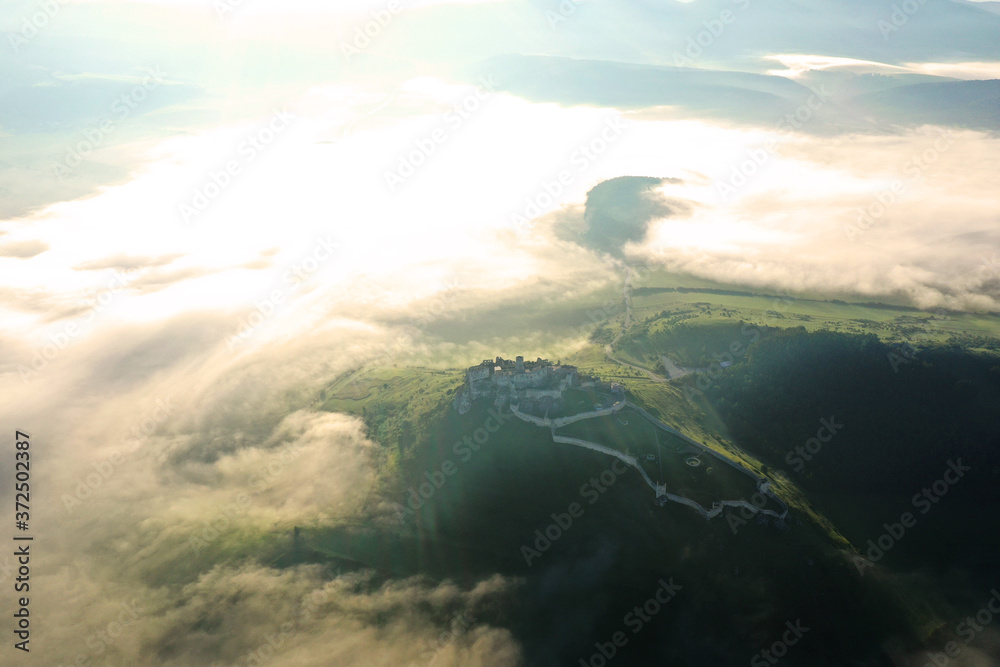 Aerial view of Spissky Castle in Spisske Podhradie, Slovakia