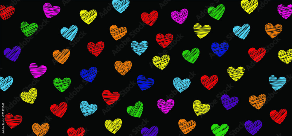 Fototapeta premium Love banner with heart symbol. Love heart month or happy singles day background. Happy valentines day on february 14 ( valentine, valentine’s day ) or romantic, wedding signs Fun vector romance quote