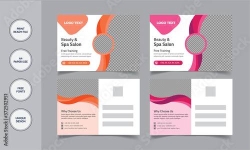 Beauty Spa Massage Post Card Template for 
Abstract Design.