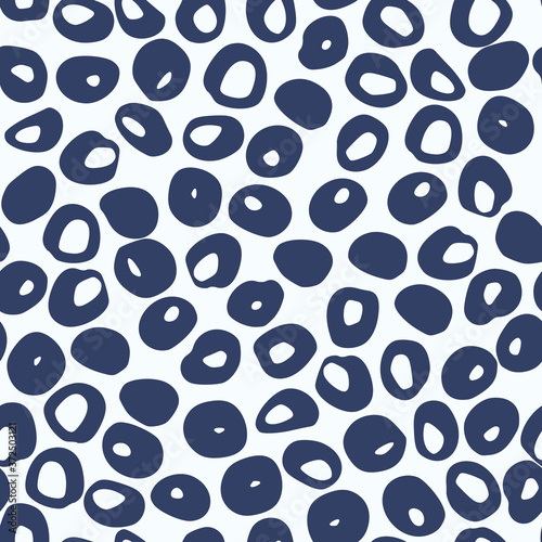 Animal spot silhouettes isolated seamless doodle pattern. Navy blue africal print on white background. photo