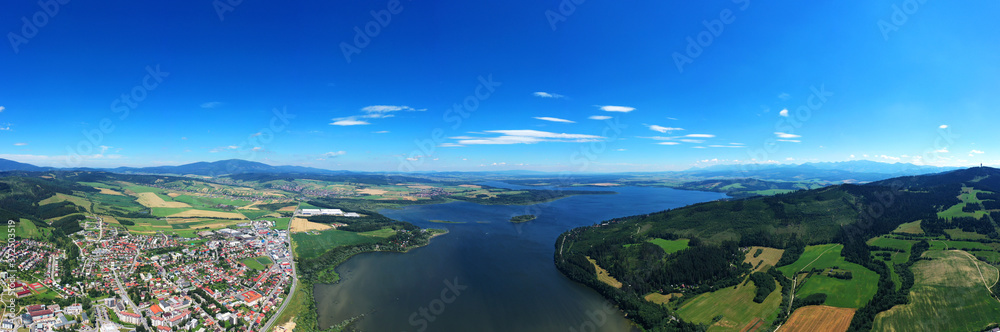 Aerial view of the Orava dam in the town of Namestovo in Slovakia