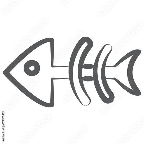 
Bony rigid structure, fish skeleton icon in line design
