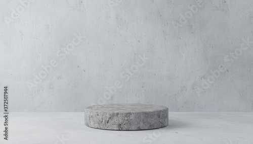 Minimal 3d rendering scene with composition empty cylinder podium for product and abstract background. mock up geometric shape in concrete color. platforms for cosmetic 3d illustration