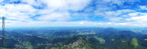 Aerial view of the top of Velky Rozsutec in the village of Terchova in Slovakia