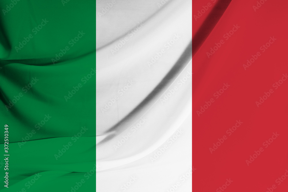 The national flag of Italy on fabric texture background. Flag image for design on flyers, advertising. The national flag of Italy on fabric texture background. Flag image for design on flyers, advertising.