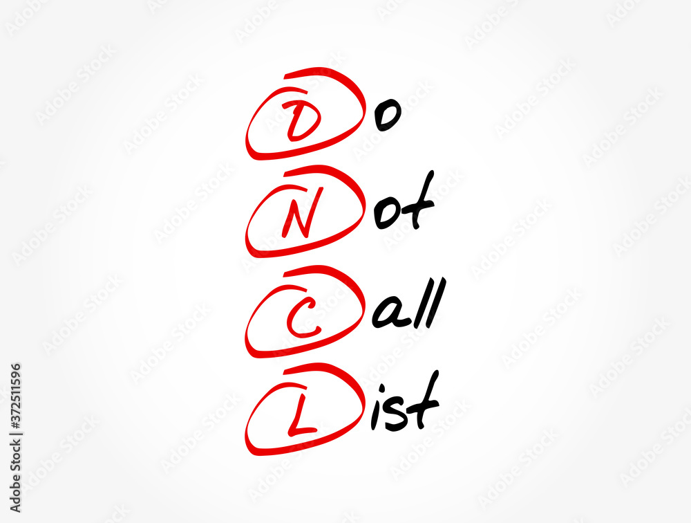 DNCL - Do Not Call List acronym, business concept background DNCL - Do Not Call List acronym, business concept background