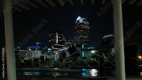 Charlotte North Carolina Bank of America Stadium Carolina Panthers Stadium Sunny Partly Cloudy Summer Sunrise Sunset Aerial 4K photo