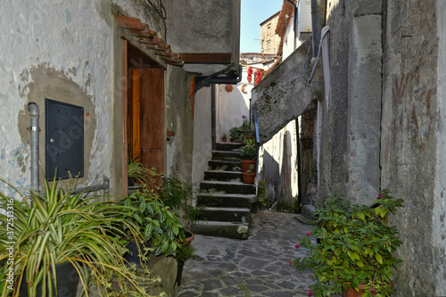 A narrow street among the old houses of Orsomarso  a rural village in the Calabria region.