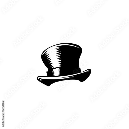 Tophat Vector Icon. Male head cap. Gentleman hat. Man retro Costume. Mister.