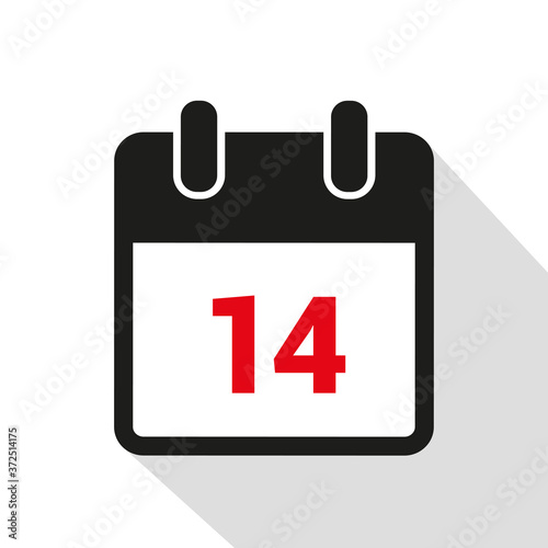 simple calendar icon 14 on white background vector illustration EPS10